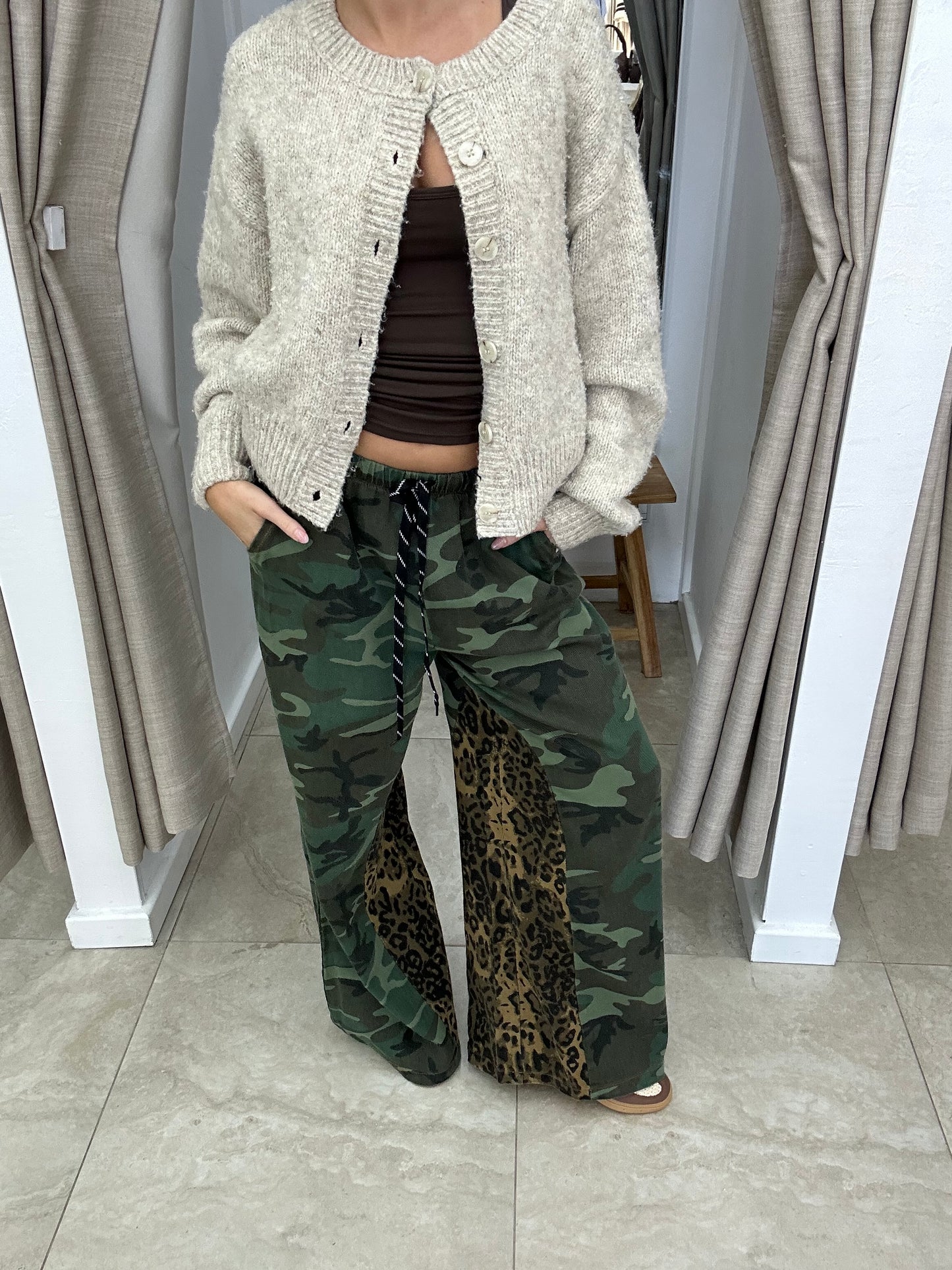 Dark Camo & Leopard Print Lining Pant - By Frankie
