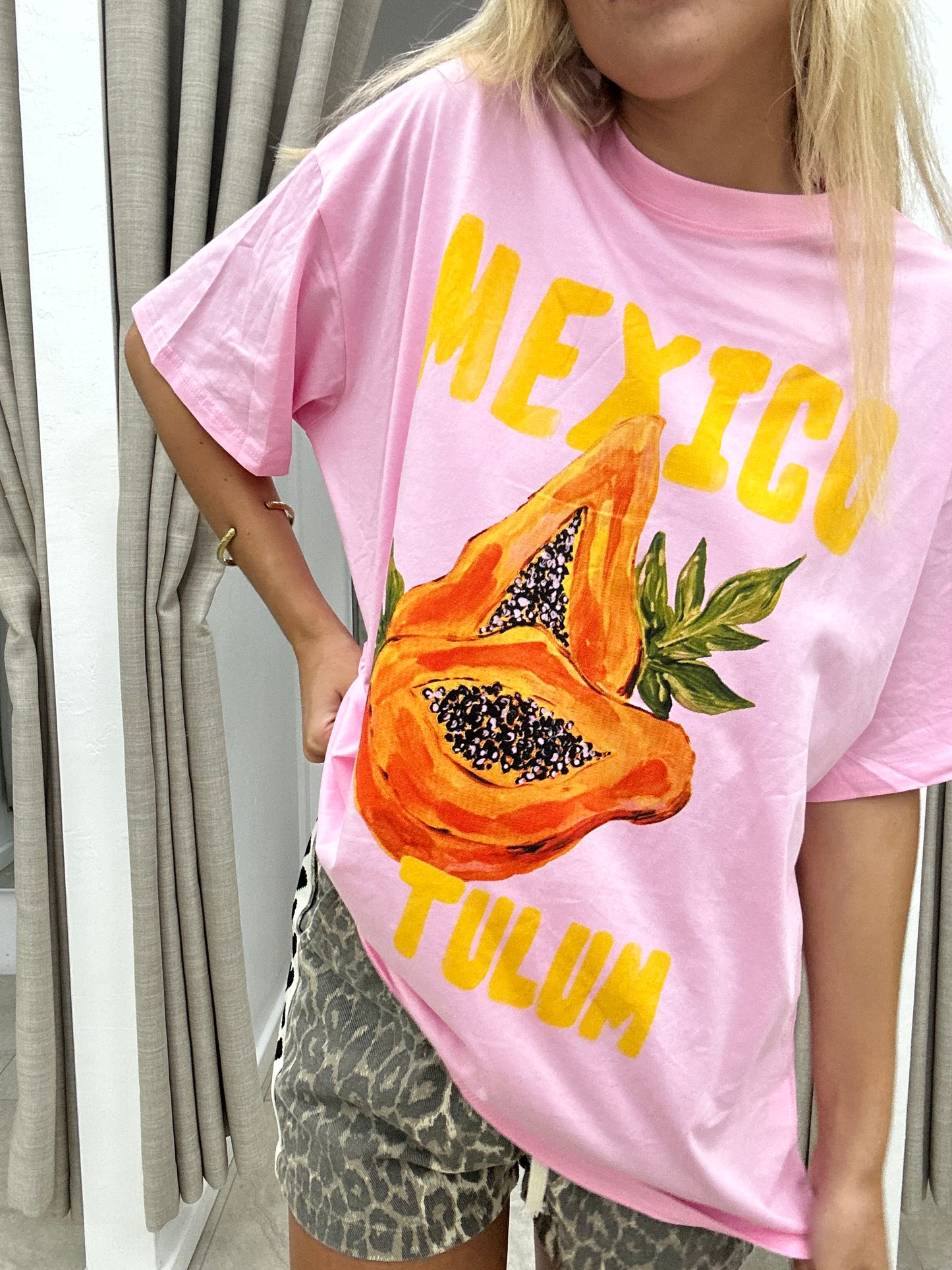 Pink Mexico Papaya T-Shirt Cotton - By Frankie