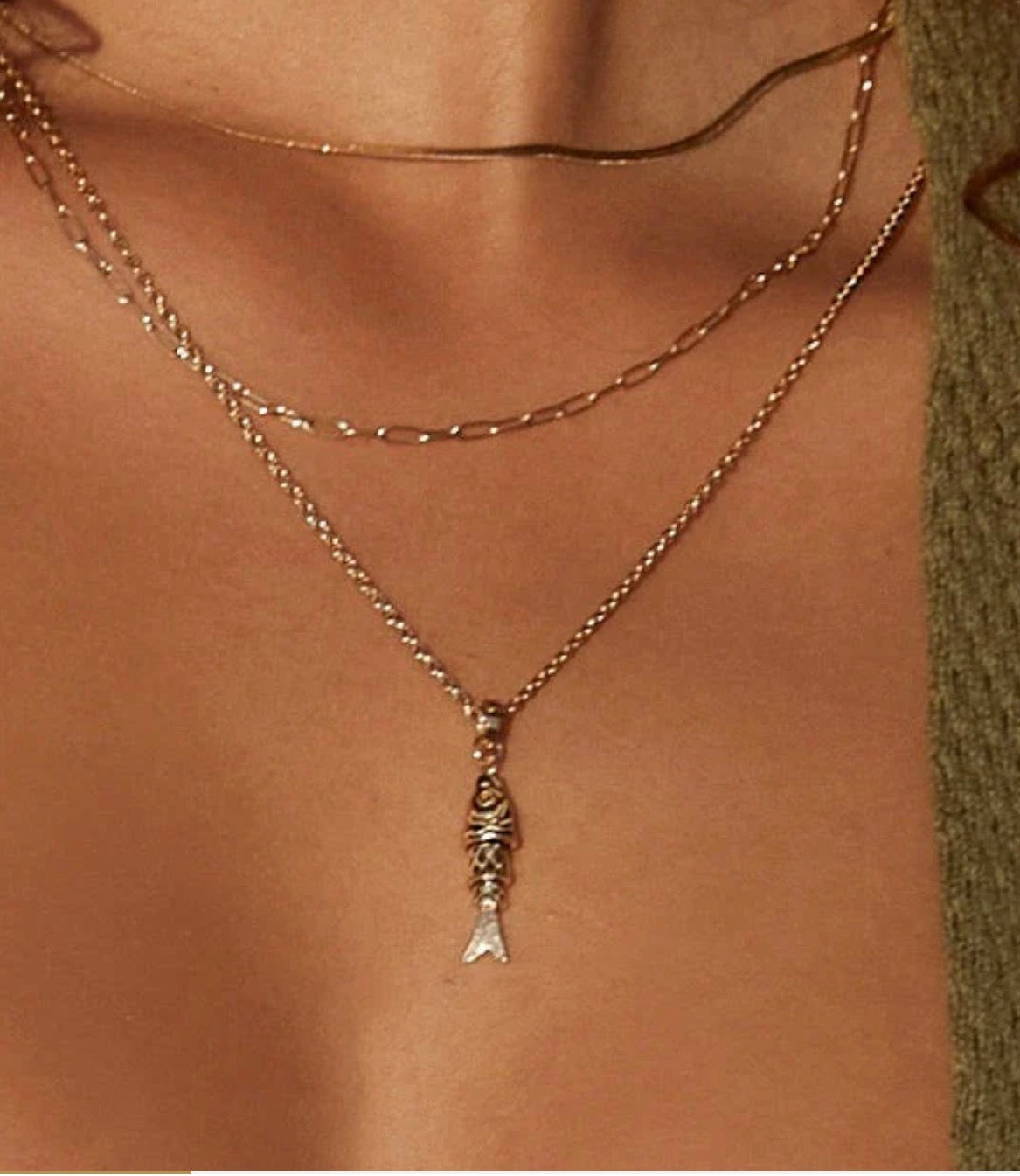 Fishbone Gold Necklace - Arms of Eve