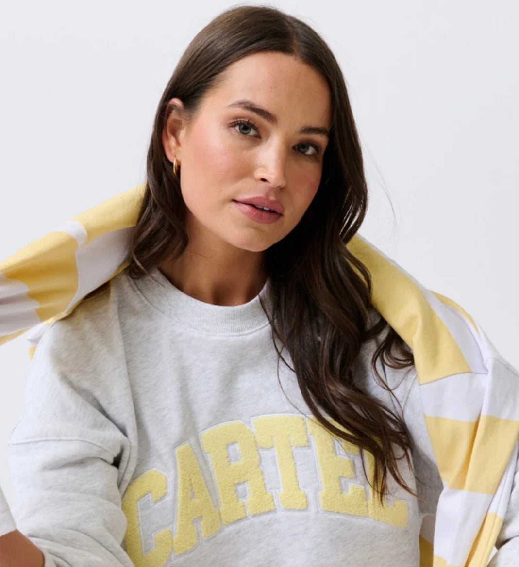 Nina Sweater Grey Marle Varsity - Cartel & Willow