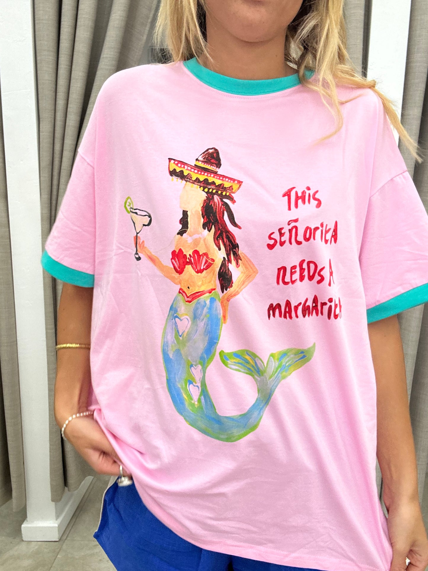 Pink/Green Senorita Margarita Tee - Cotton By Frankie