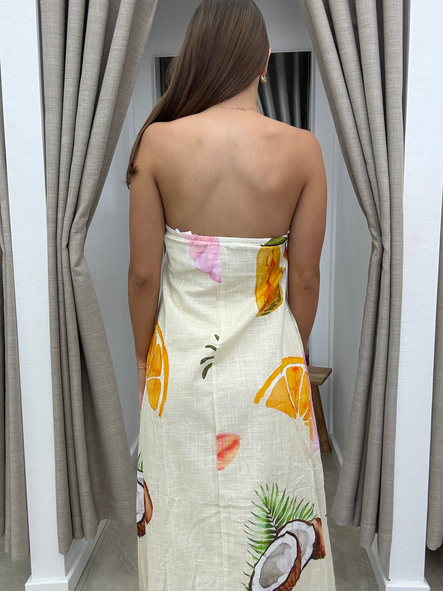 Mermaid Island Print Strapless Long Dress - By Frankie