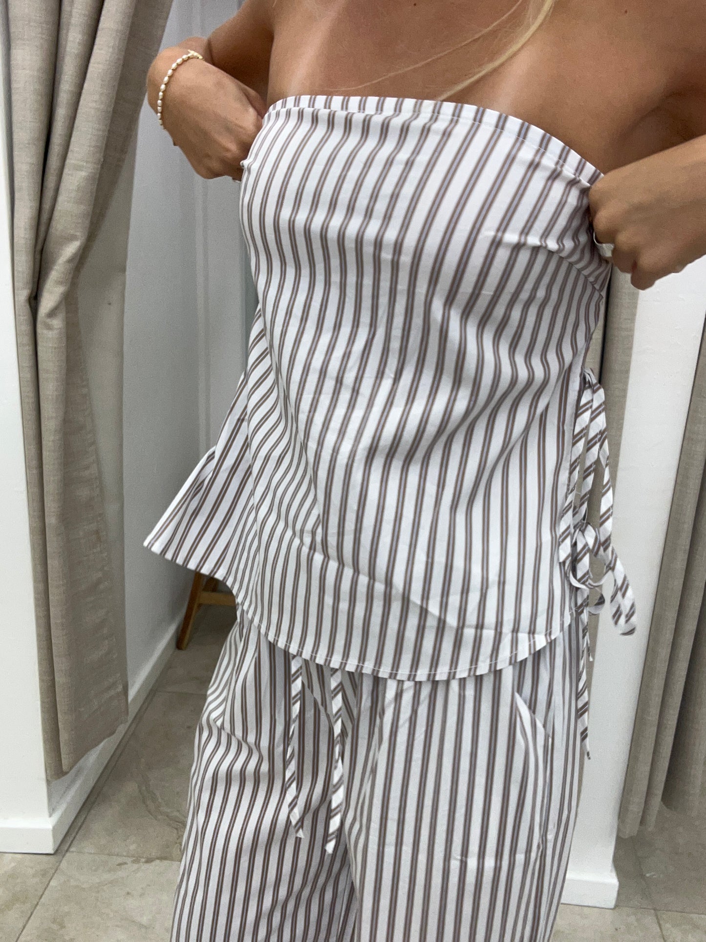 Choc Stripe Set - Strapless Top By Frankie