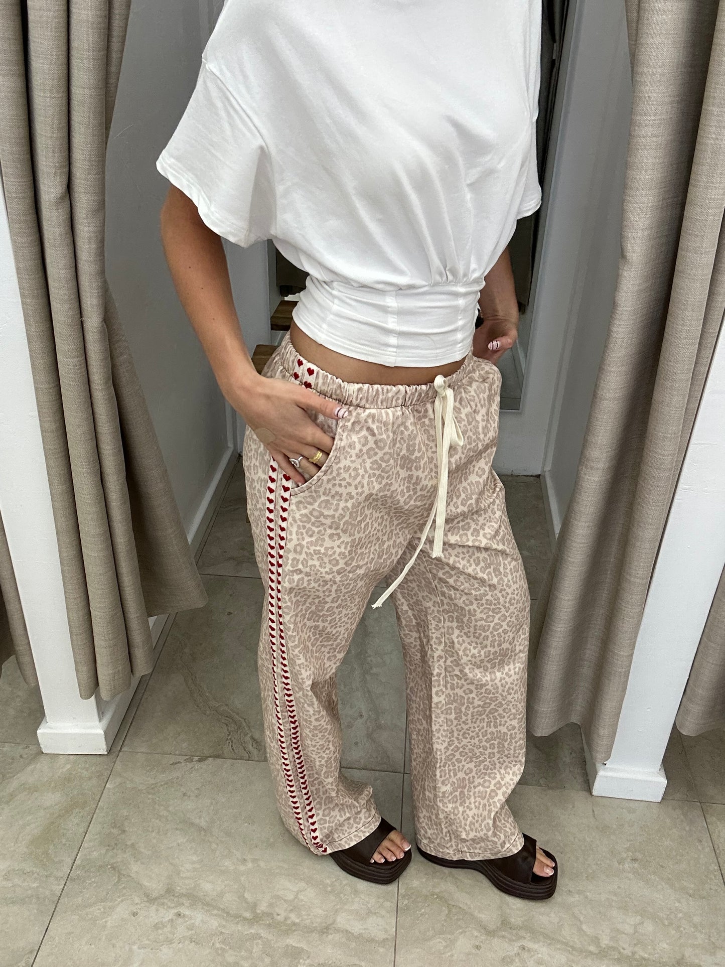 Cream Leopard Heart Stripe Pant - By Frankie
