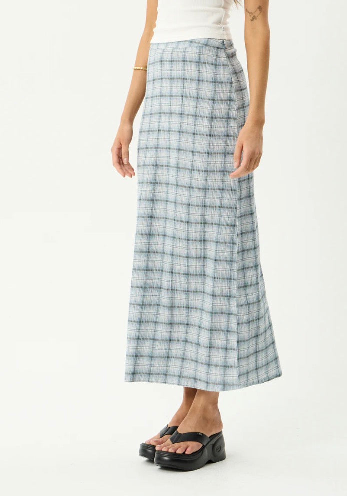 Lagoon - Seersucker Maxi Skirt - Overcast Check