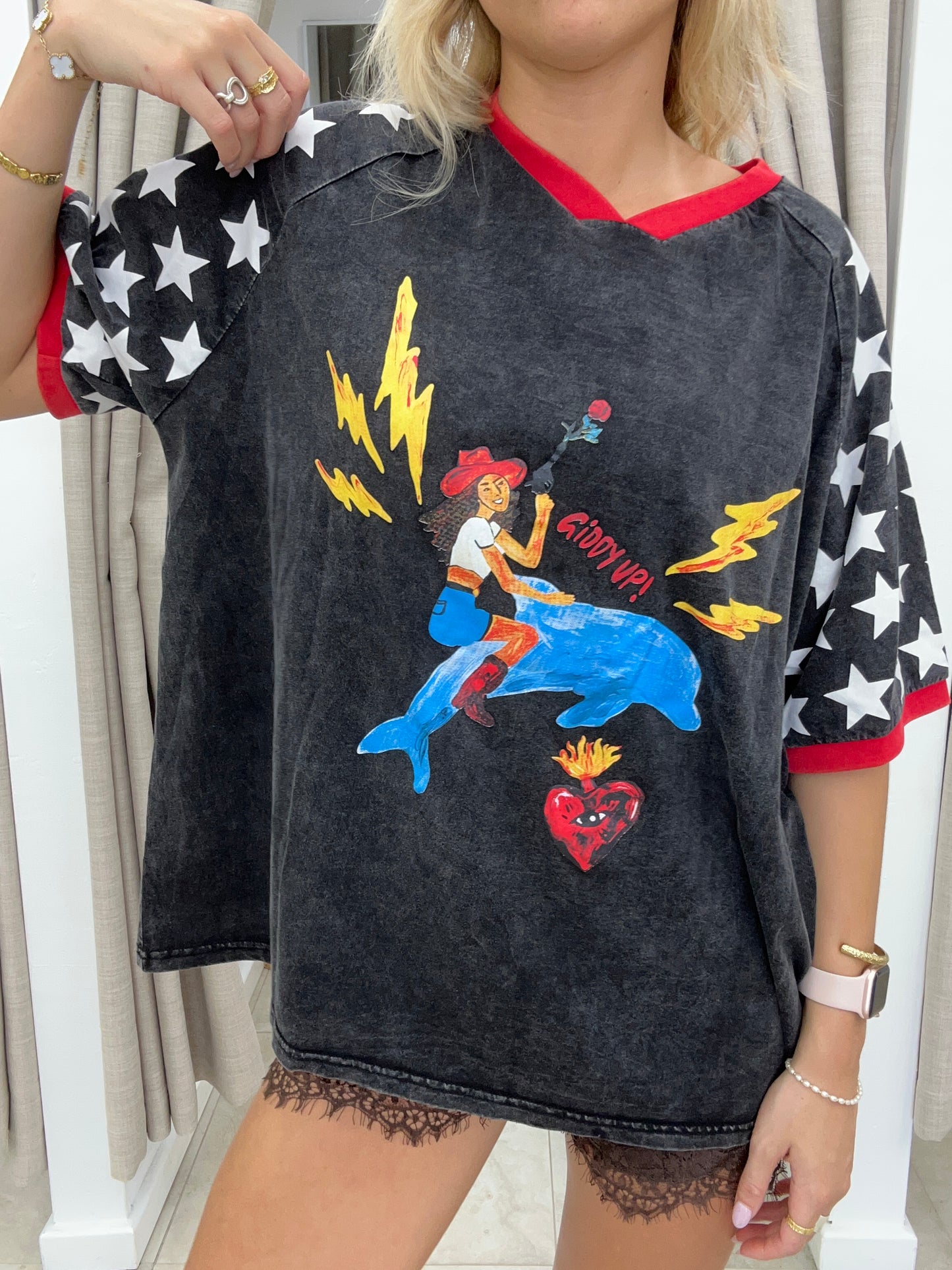 Black/Red Giddy Up Tee - By Frankie
