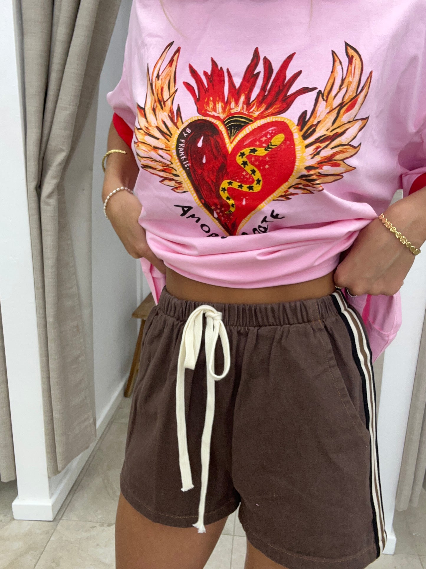 Choc Denim Racer Trim Shorts - By Frankie Cotton