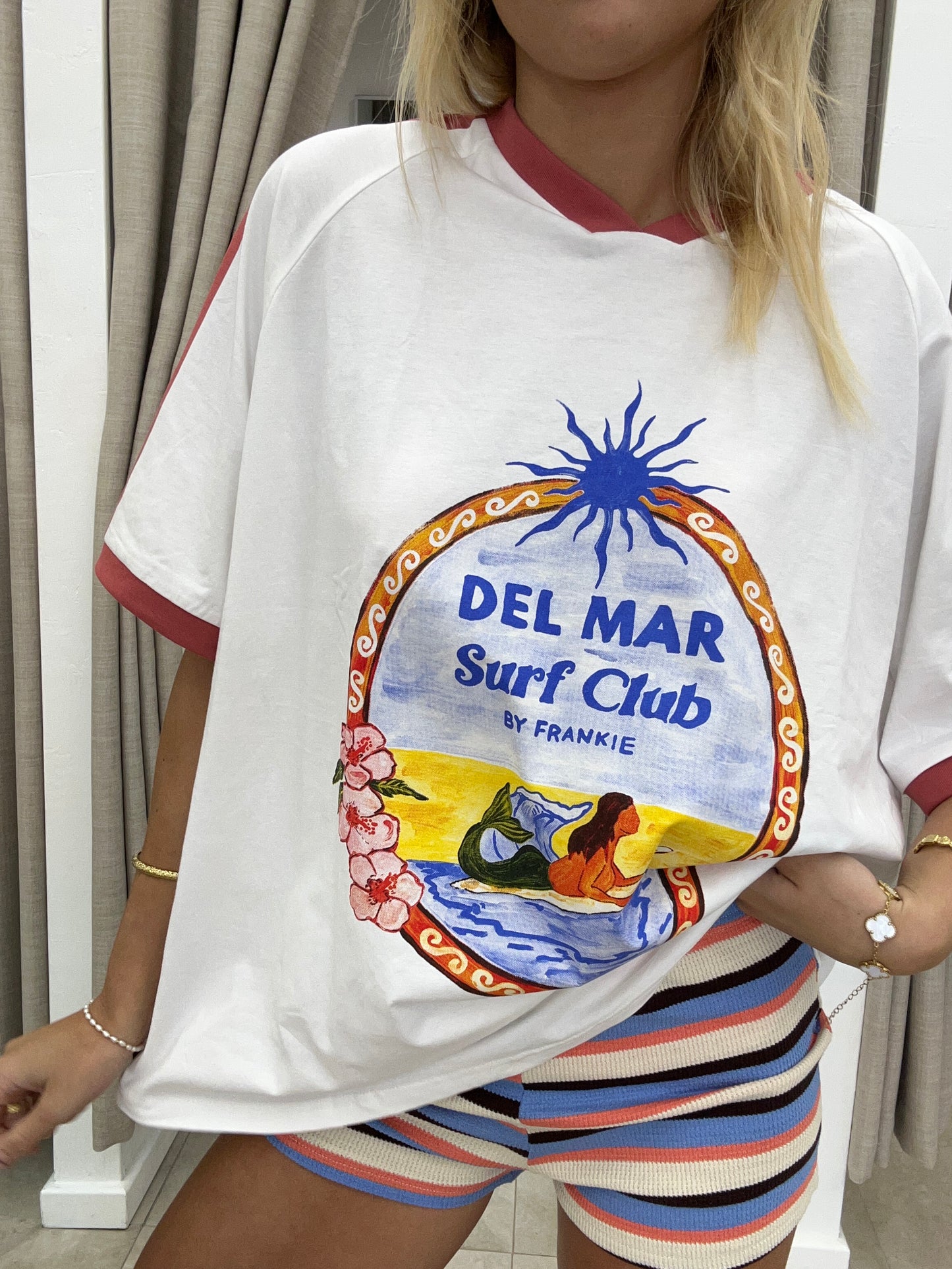 White/Rust Del Mar Surf Club Tee - By Frankie Cotton