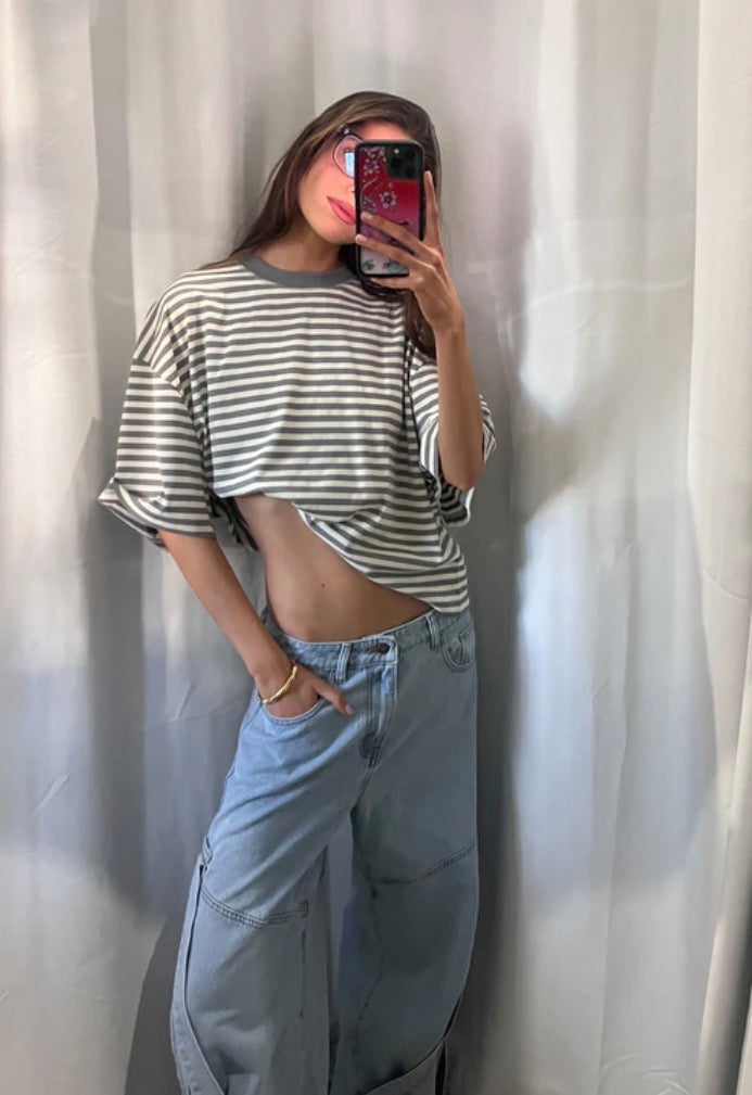 Bloom Short Sleeve Ash Stripe - Lioness
