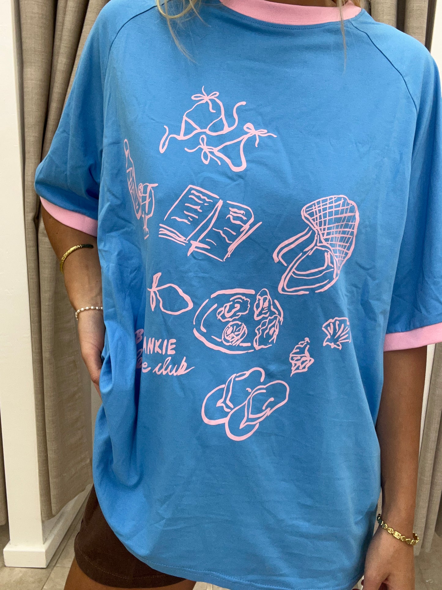 Blue/Pink Leisure Club Tee - By Frankie Cotton