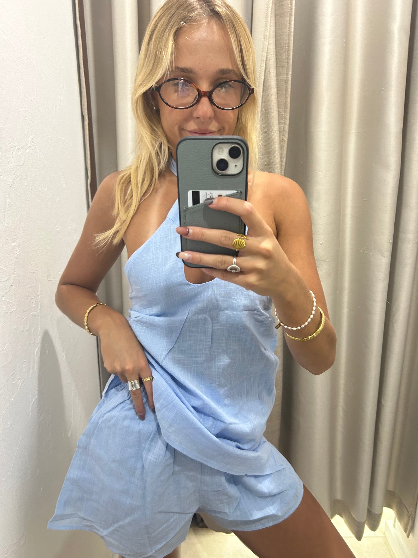 Blue Beaded Cotton Set - Shorts By Frankie