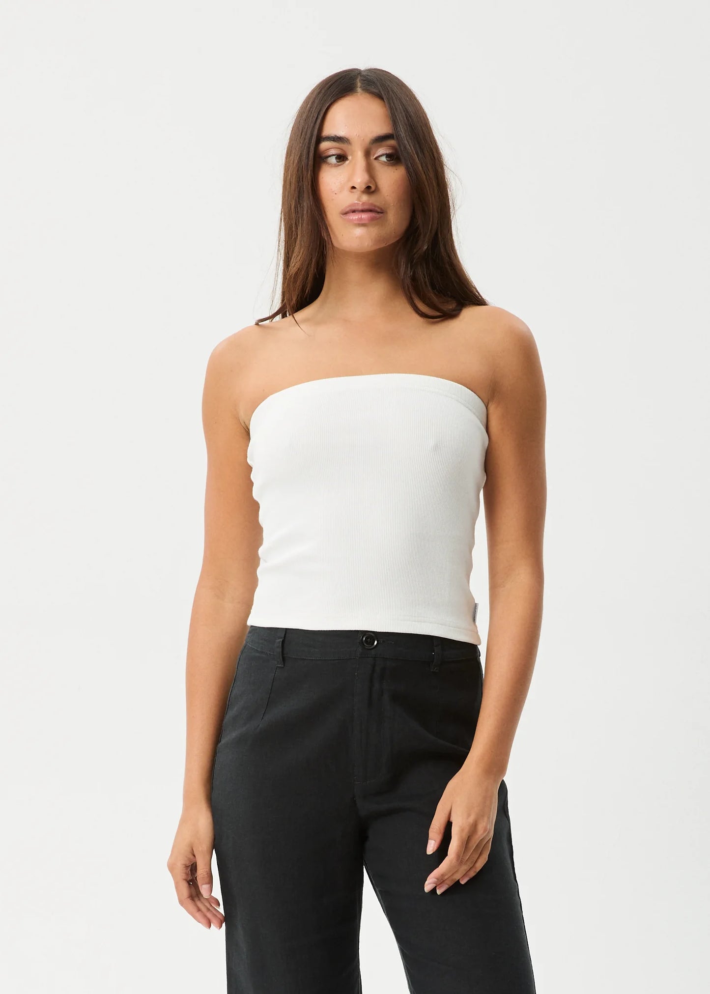 Jamie - Rib Tube Top - White