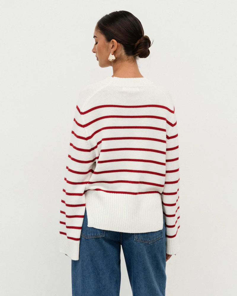 White Closet - White/Red Stripe Knit