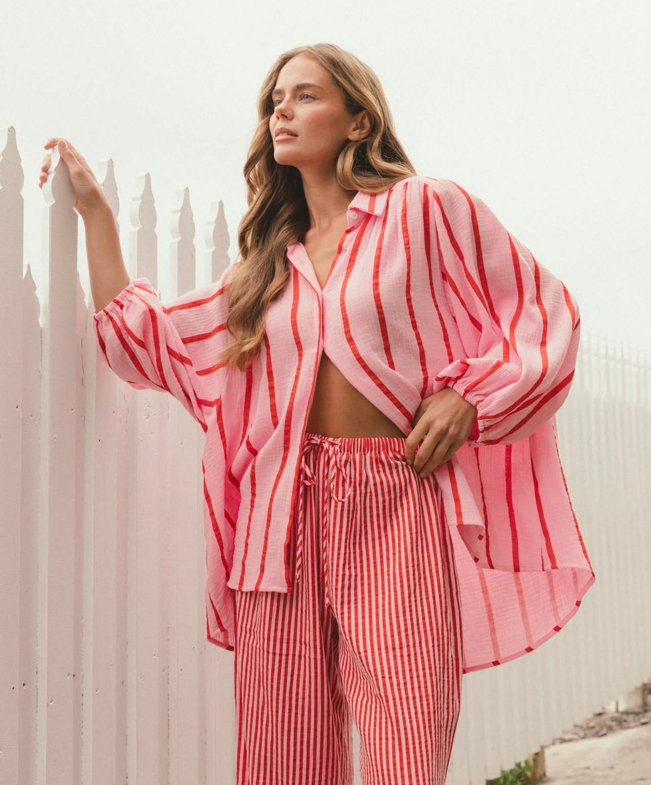 Summer stripe pink pants