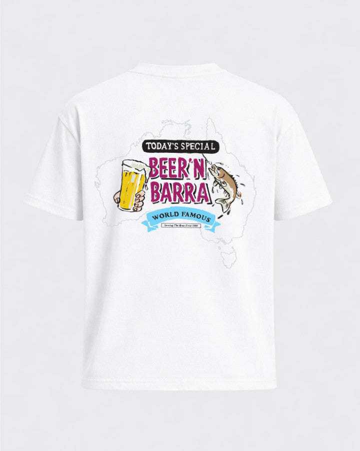 BEER & BARRA TEE wht