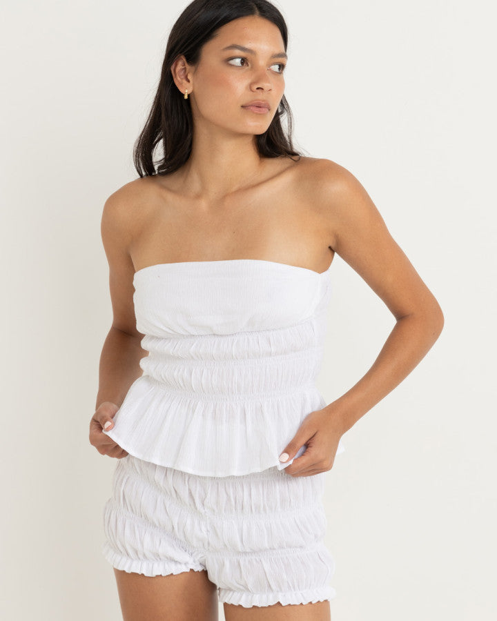 CARRIE SMOCKED TOP WHITE