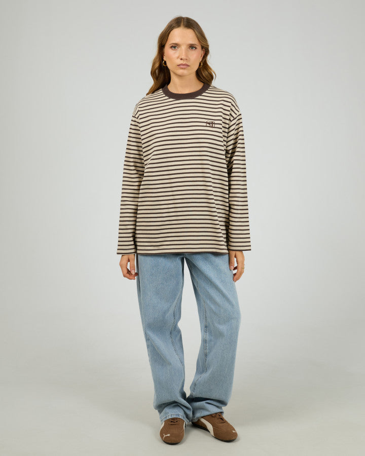FOUNDATION STRIPE L/S TEE chocolate