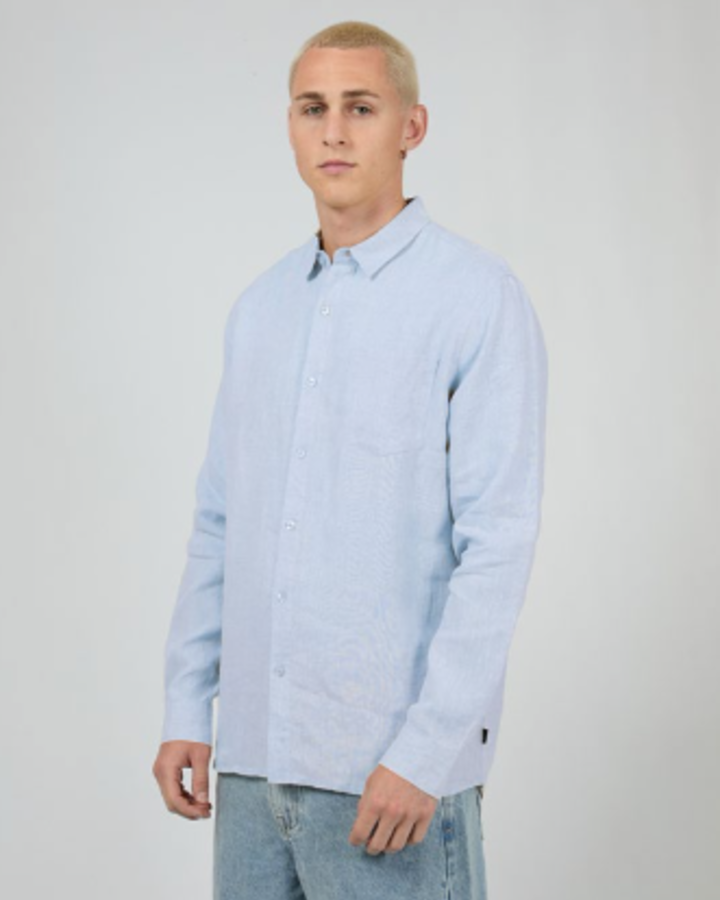 LINEN LS SHIRT II blue