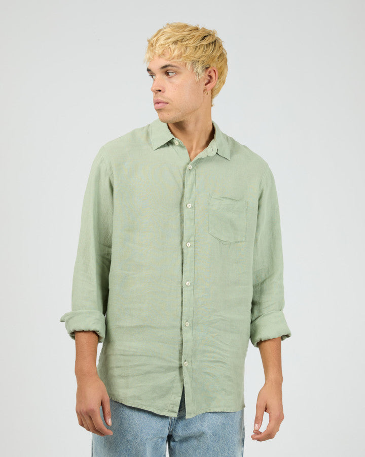 LINEN LS SHIRT II sage