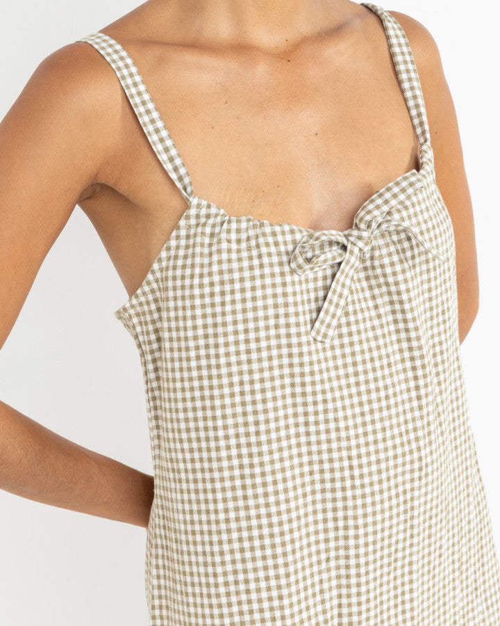 LOLA CHECK SLIP DRESS OLIVE