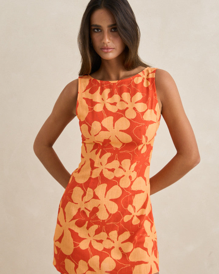 MELIA FLORAL MINI DRESS red