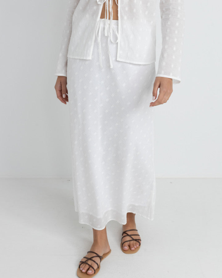 MIRAGE BIAS CUT MAXI SKIRT WHITE