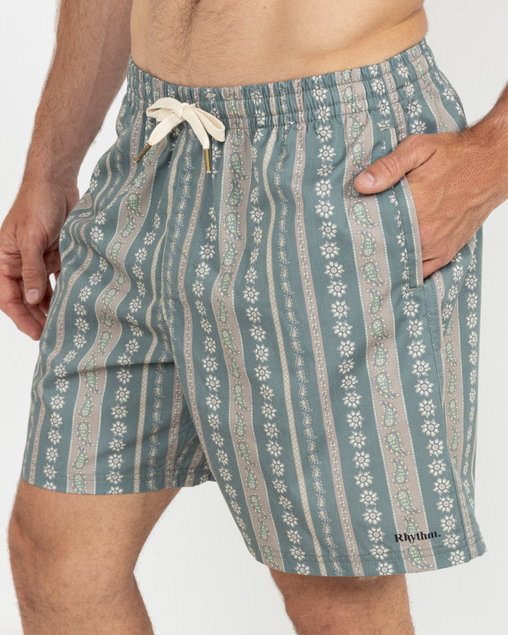 PAISLEY STRIPE BEACH SHORT olive