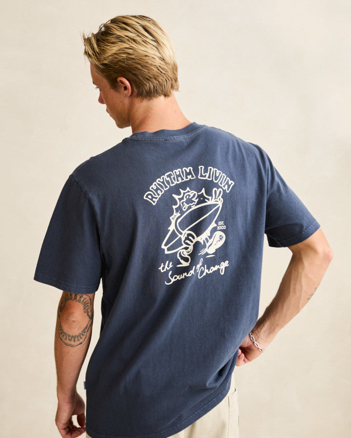 PEACE SUN VINTAGE SS T-SHIRT navy