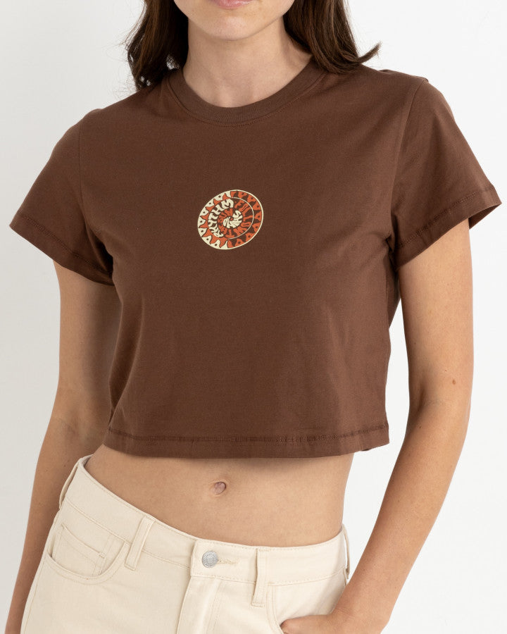 RHYTHM SUN CROP CREW TEE CHOCOLATE
