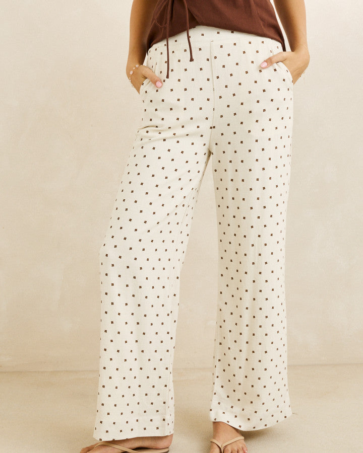 SANDY ESSENTIAL WIDE LEG PANT cream