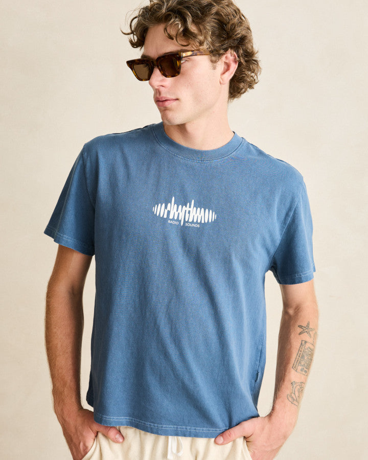 SOUNDS CONTRAST BAND SS T-SHIRT blue