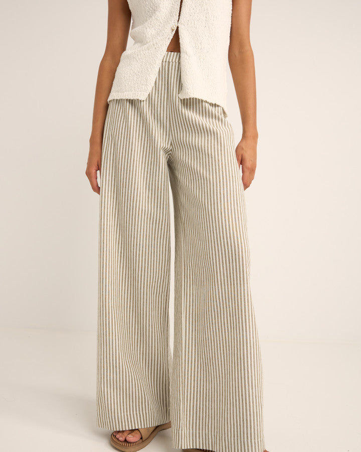 VALLEY STRIPE WIDE LEG PANT IVY