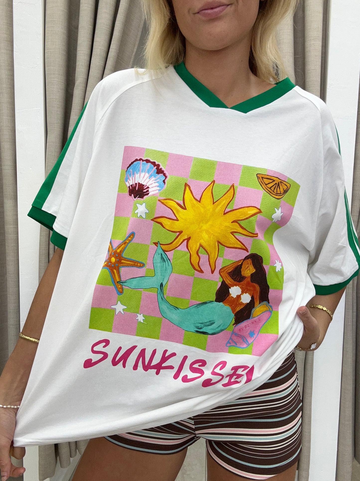 White/Green Sunkissed Mermaid Tee - By Frankie Cotton