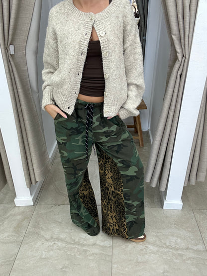 Dark Camo & Leopard Print Lining Pant - By Frankie