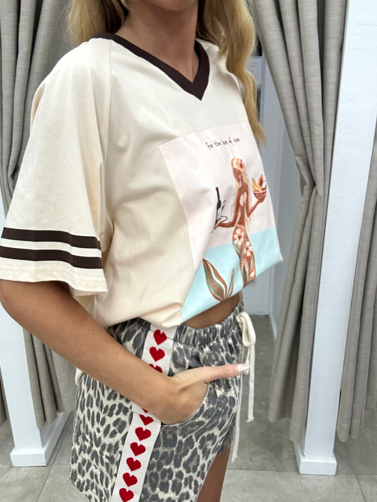 By Frankie Leopard Red Heart Shorts