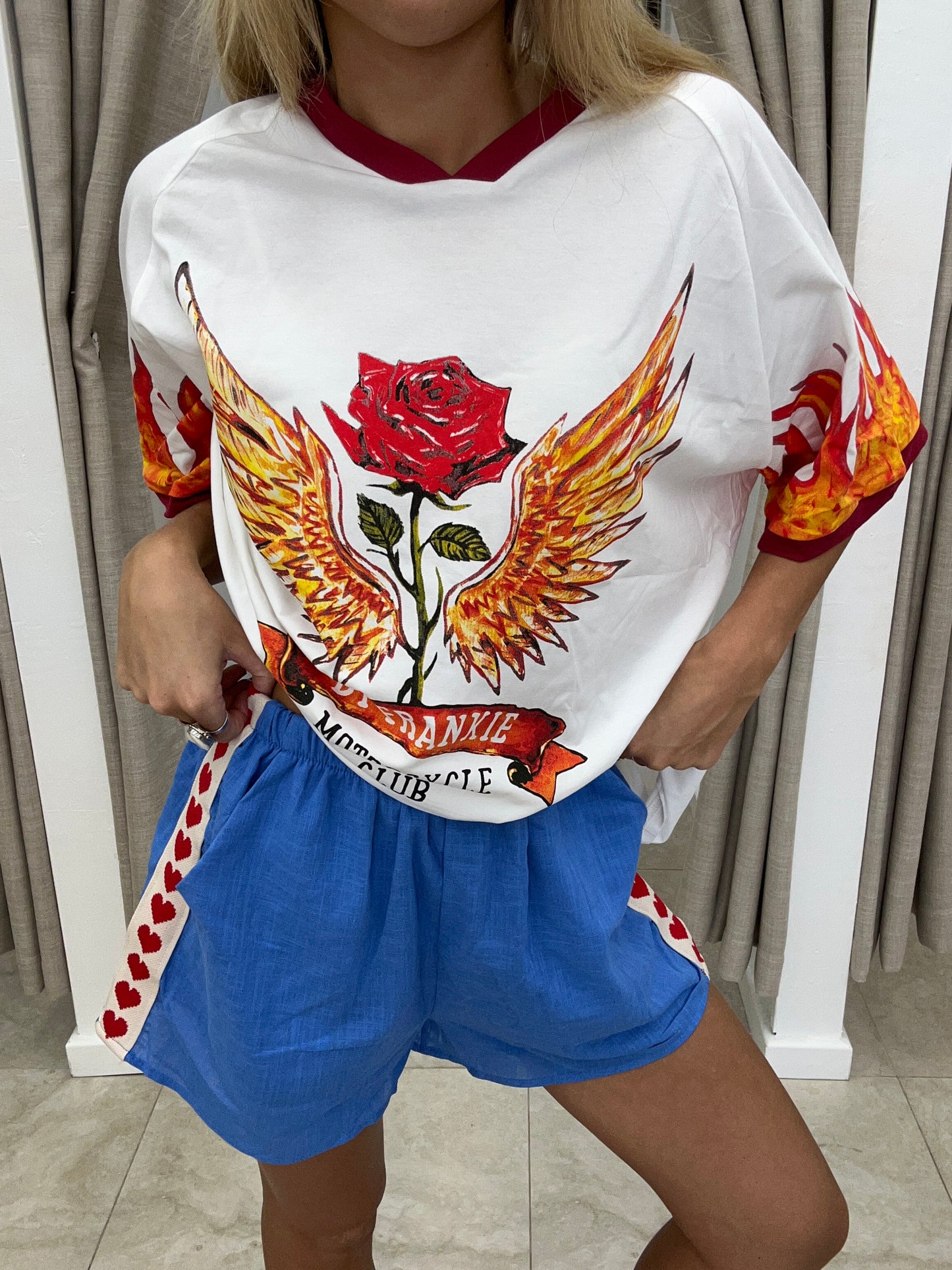 Blue Heart Shorts Cotton - By Frankie