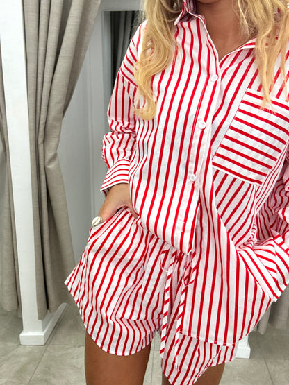 Red Stripe Candy Cane Set - Shorts By Frankie