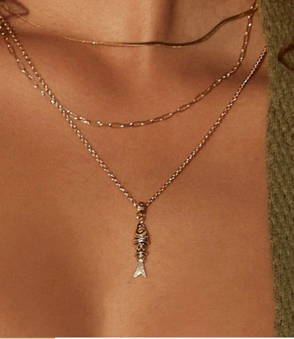 Fishbone Gold Necklace - Arms of Eve