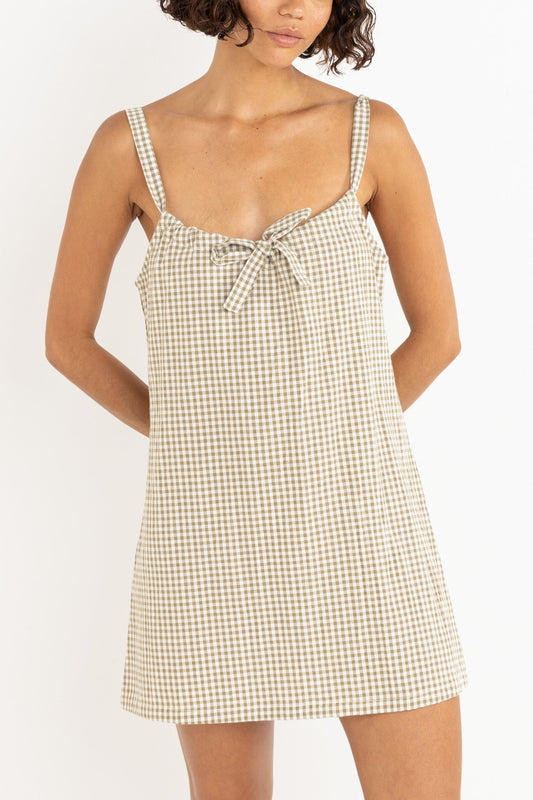 LOLA CHECK SLIP DRESS OLIVE