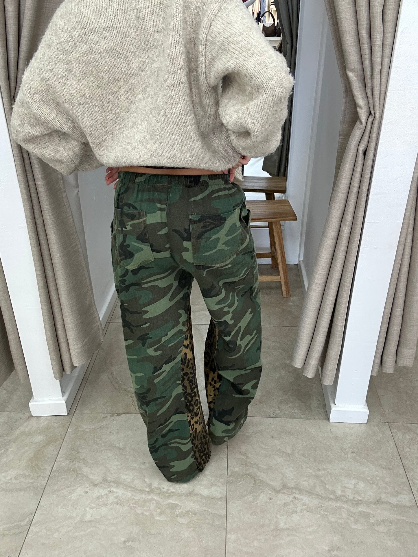 Dark Camo & Leopard Print Lining Pant - By Frankie