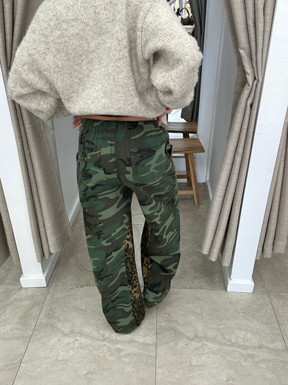 Dark Camo & Leopard Print Lining Pant - By Frankie