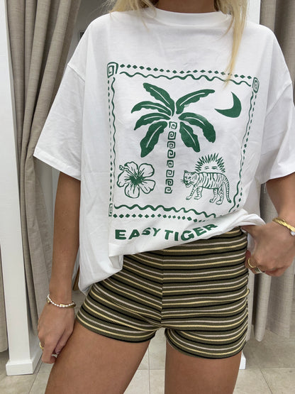 White/Green Easy Tiger Set - Khaki Shorties By Frankie