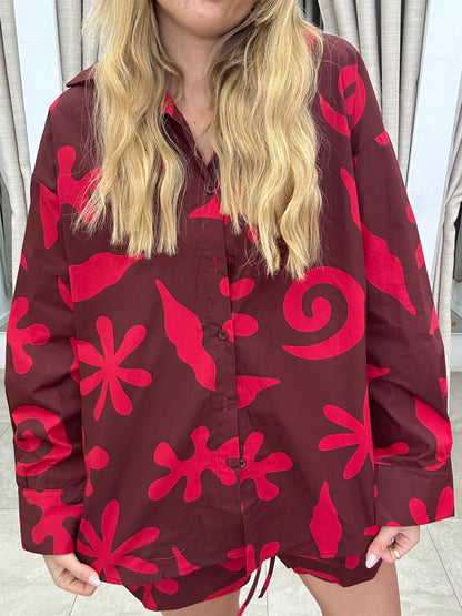 By Frankie Choc/Red Print Set - Shirt