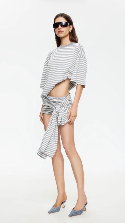 Lioness Bloom Skort - Ash Stripe