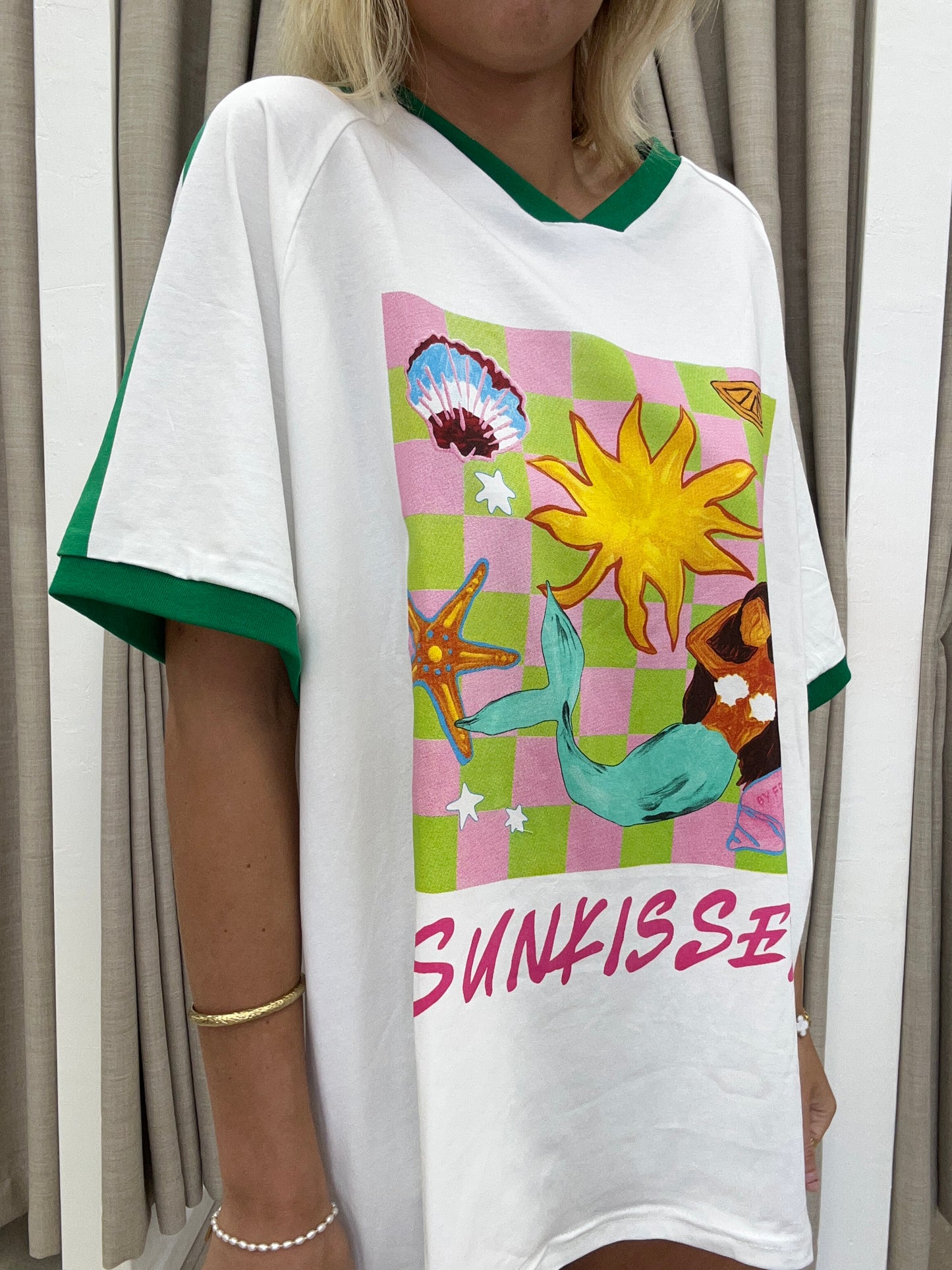 White/Green Sunkissed Mermaid Tee - By Frankie Cotton