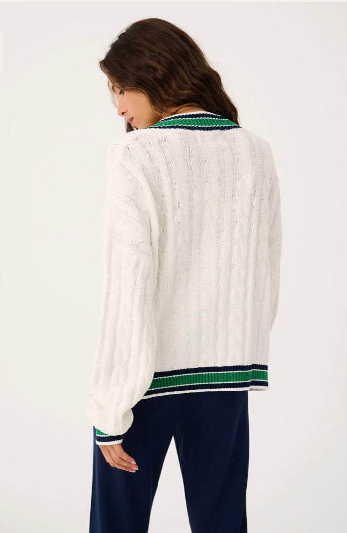 Asher Heritage Knit Sweater Cream/Tide - Cartel & Willow
