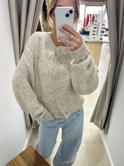 Oat Knit Button Up Sweater