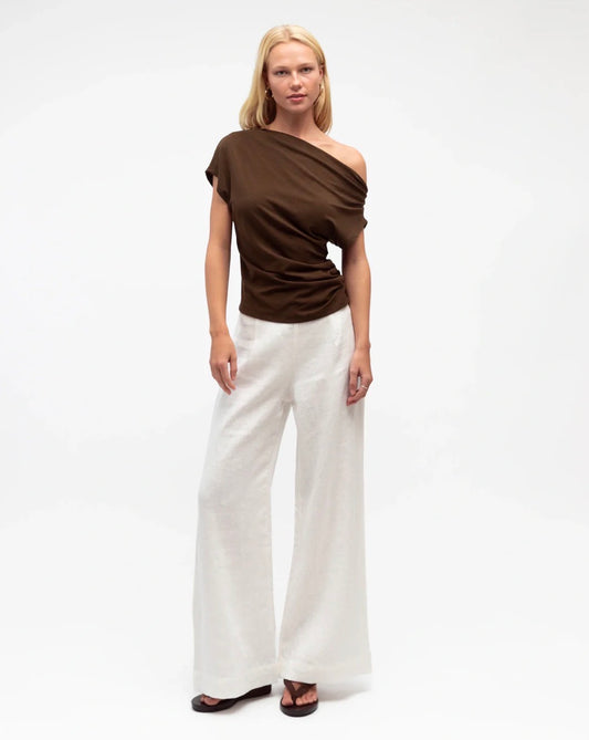 Choc One Shoulder Top - White Closet