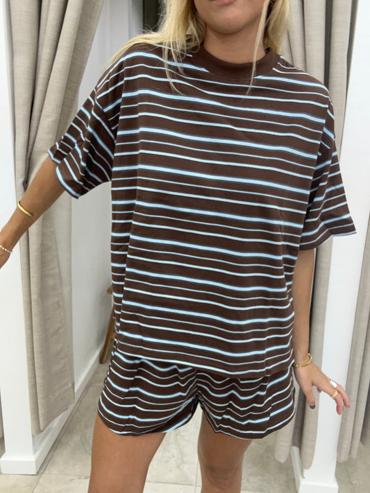 Choc/Blue Stripe Thick Set - T-Shirt By Frankie