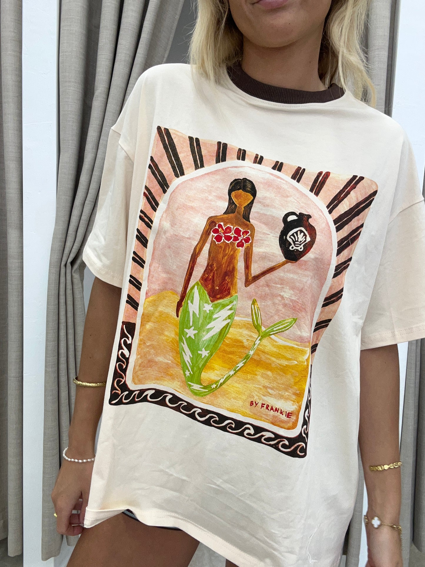 Beige Mermaid Vase Tee - By Frankie Cotton